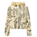 VERTABRAE - Ivory Graffiti Zip Up Hoodie